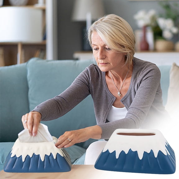Ceramic Tissue Box under $5! Cagogo Ceramic Tissue Box Cover with Mountain Design, Luxury Living Room Paper Holder, Decorative Napkin Dispenser for Bedroom Dining Table, Artistic Home Decor Accent