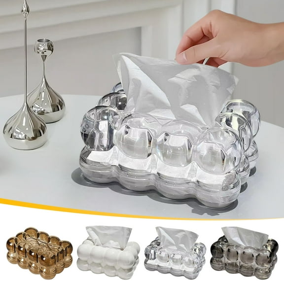 Ceramic Tissue Box Cover for Home Décor | Abstract Design Vanity Top Organizer | Fits Standard Facial Tissue | Non-Slip Base | 7.9 x 5.3 x 3.4 in | 1 Pack | Living Room Bathroom Office