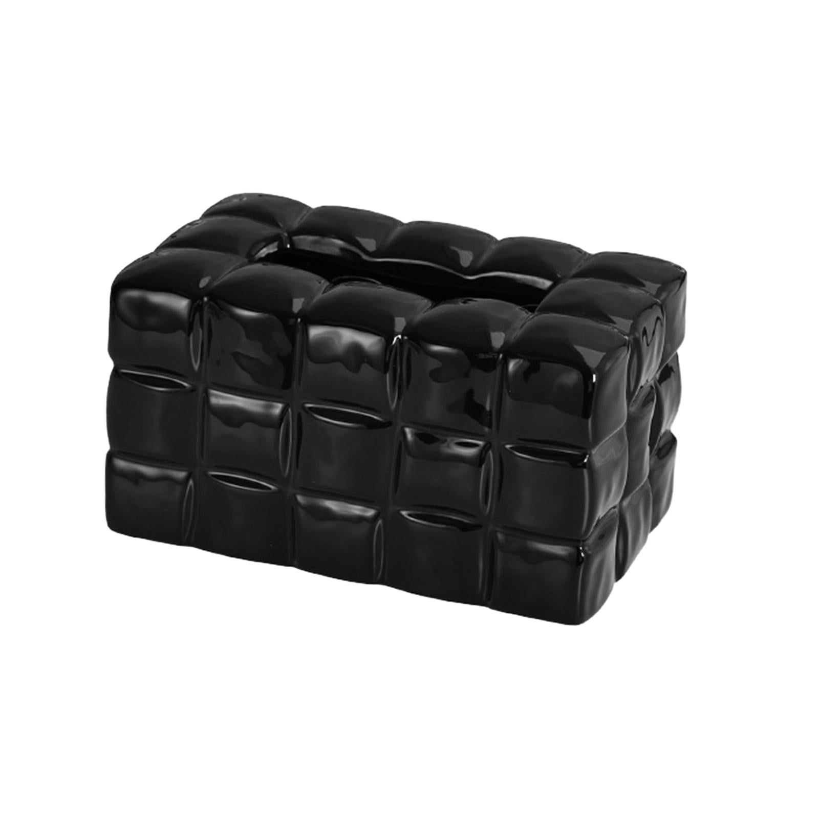 Ceramic Tissue Box Cover Napkin Holder for Countertop Living Room Household  Black 