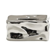 Ceramic Tissue Box Cover Square, Tissue Box Cover Napkin Holder Square Ceramic, 6.49 x 4.13X3.34 inch, Silver