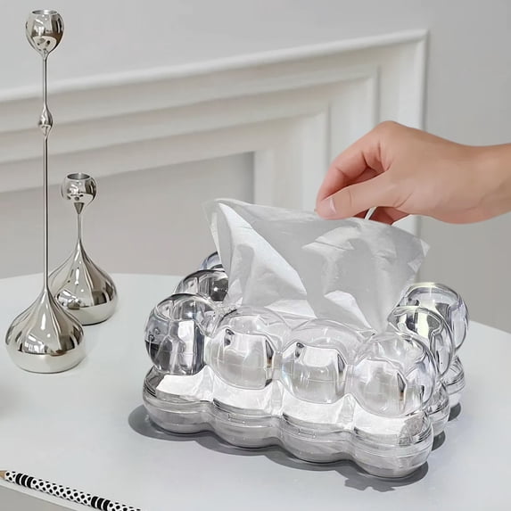 Ceramic Tissue Box Cover with Non-Slip Base, Rectangular Storage for Standard Tissues, Easy Refill & Stylish Decor, Ideal for Living Room & Bathroom