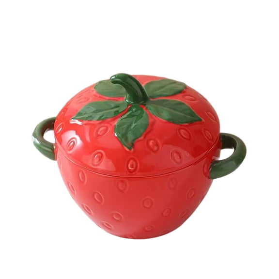 Ceramic Tomato Pot Soup Bowl With Lid And Handle Double Ear Cookware For Cooking Bakeware Halloween Christmas Red