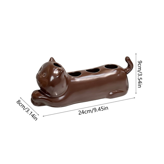 Ceramic Toothbrush Holder Toothbrush Holder Ceramic Cat-Themed Bathroom Organizer for Manual Toothbrush Storage in Coffee Color | Adorable Home Decor Accessory with Compact Design