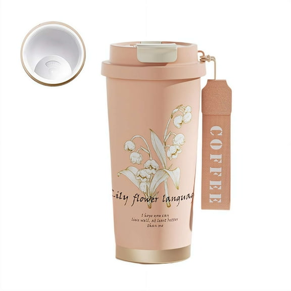 Ceramic Travel Mug, 2025 New Coffee Travel Mug with Straw & Flip Lid, 18.6oz Insulated Tumbler Cup with Office Camping Double Party Mug Ceramic Wall Coating, for Vacuum Leak-Proof School NFLV