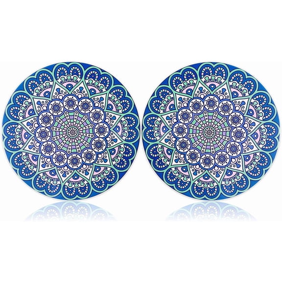 Ceramic Trivet for Hot Pots and Pans, Large Heat Resistant Mats with Cork Base, Trivets for Hot Dishes, Extra Thick, Round 7.9 Inch, Set of 2