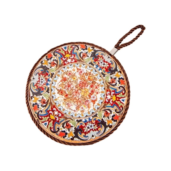 Ceramic Trivets for Hot Dishes and Pans,Resistant Hot Insulation Pads Protect Your Table and Countertop, Kitchen Decor, Round 6.7 Inch B