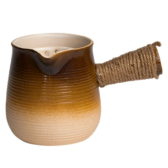 Ceramic Turkish Coffee Pot 700ml Stovetop Milk Warmer and Tea Maker Durable Coarse Pottery for Home