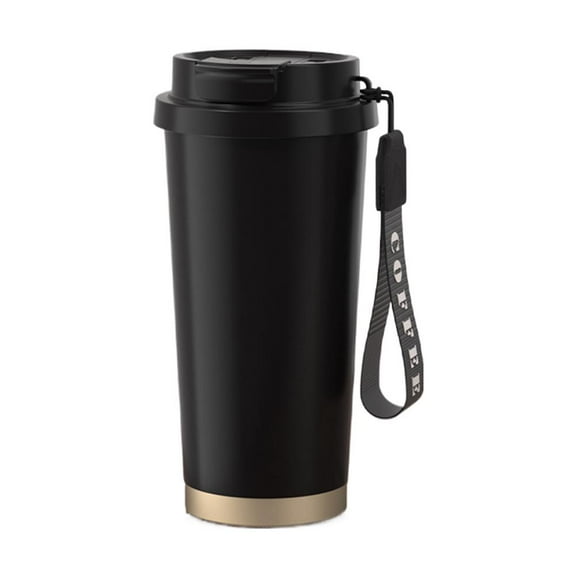 Ceramic Twilight Black High-Value 316 Stainless Steel Thermos Cup Ceramic Double-Drink Coffee Cup Car Large-Capacity Straw Water Cup Gift Cup
