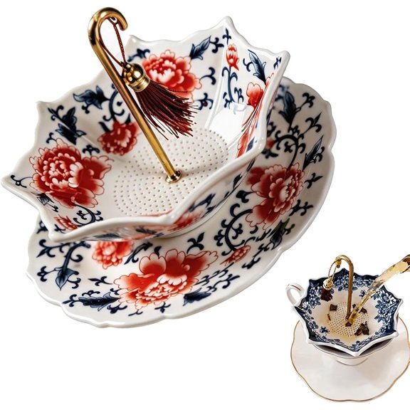 Ceramic Umbrella Tea Infuser Strainer Rotating Design Loose Leaf Filter For Tea Coffee Brewing