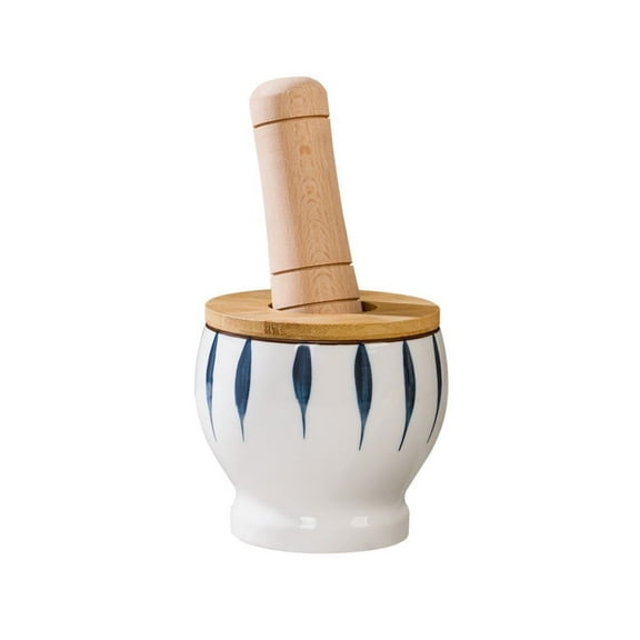 Ceramic Underglaze Garlic Pounder Thickened Manual Herb Grinder Chili Pepper Pounder Garlic Press Jar
