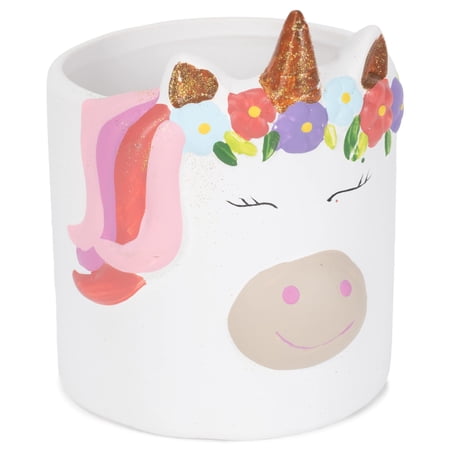 Ceramic Unicorn Face Planter, 4"