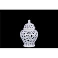 thumbnail image 1 of Ceramic Urn Vase With Triangular Cutout Design, Small, White, 1 of 2