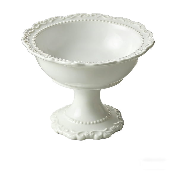 Ceramic Vanity Trinket Bowl, Pedestal Ceramic Vanity Trinket Bowl, Multi Purpose Lip Gloss Jewelry Tray, Decorative Makeup Organizer for Bedroom Dresser Bathroom Countertop
