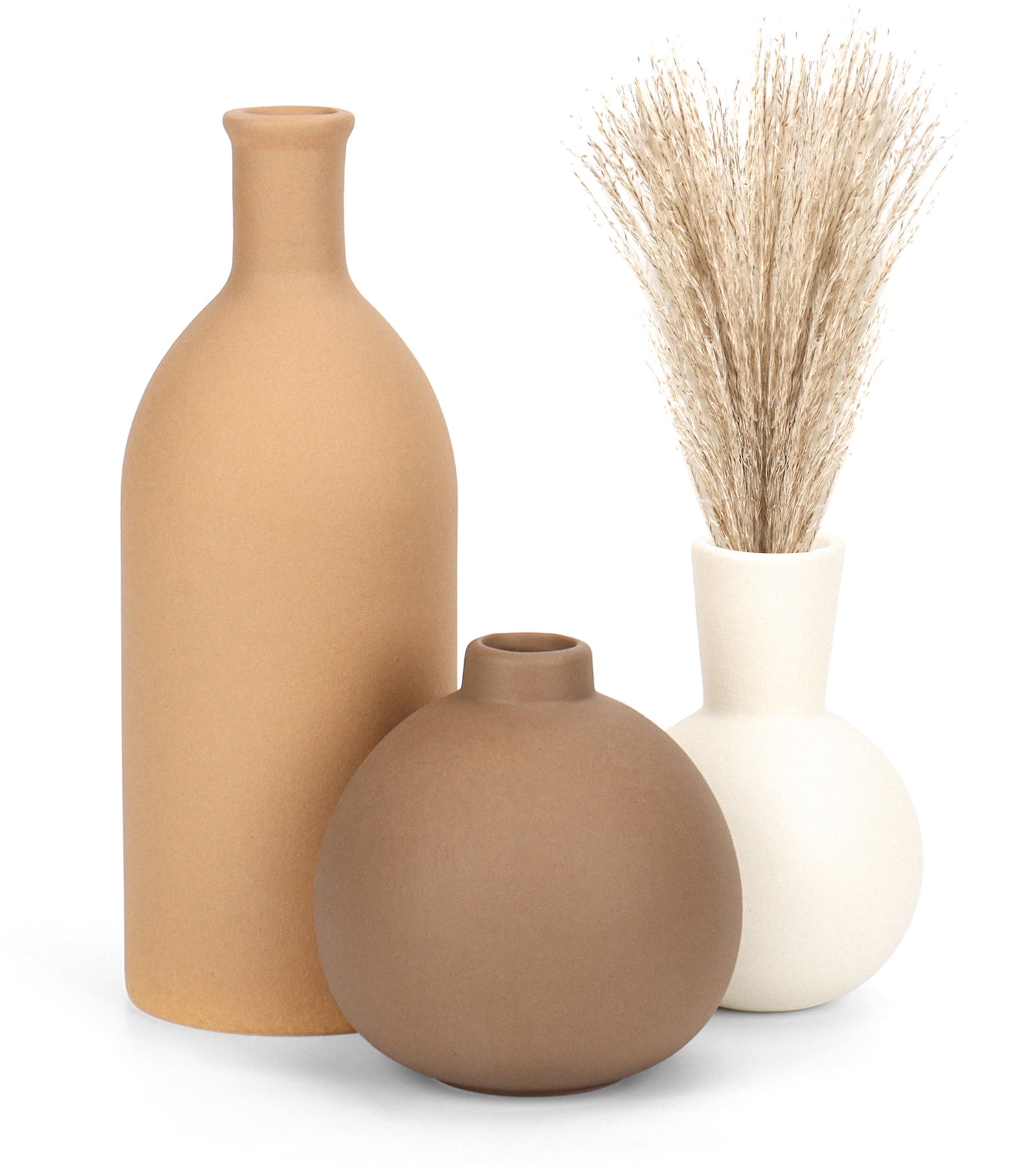 Walmart Coupons of Walmart Black Friday Deals 2025 - Sanmadrola Ceramic Vase Set for Flowers, Farmhouse Vases Home Decor Pottery Vases for Pampas Grass&Dried Flowers,Suitable for Bedroom, Living Room,Office, Bookshelf,Bathroom, Brown