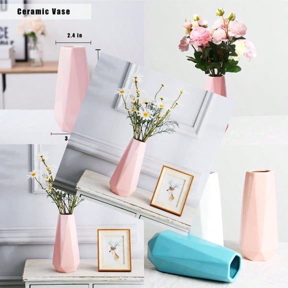 Ceramic Vase 7.4 Inch for Pampas Calla Lily Tulip Flower Vase Minimalism Style for Modern Table Shelf Home Decor Fit for Housewarming Weddings Birthday Christmas Thanksgiving New Year Pink