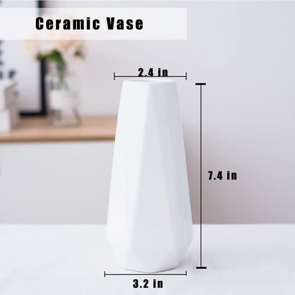 Ceramic Vase, 7.4 Inch for Pampas Calla Lily Tulip, Flower Vase Minimalism Style for Modern Table Shelf Home Decor, Fit for Housewarming, Weddings, Birthday, Christmas, Thanksgiving, New Year