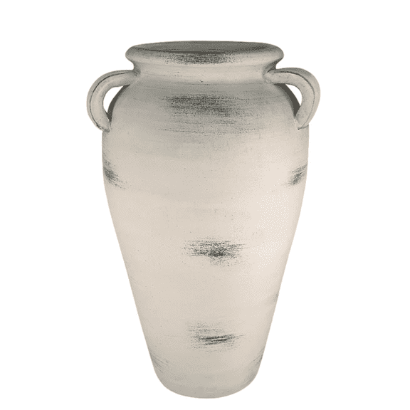 Aria Home Oblong Ceramic Urn Vase 15" Boho Home Dcor Centerpiece for Living Room, White Wash