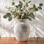 Ceramic Vase,Chinoiserie Vintage Vase for Home Decor, Living Room, Office, Shelf Display, Tuscan Farmhouse Centerpiece