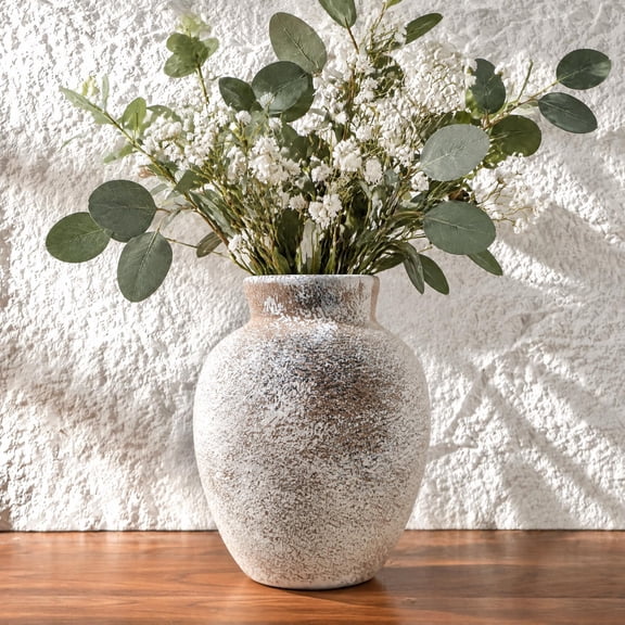 Ceramic Vase,Chinoiserie Vintage Vase for Home Decor, Living Room, Office, Shelf Display, Tuscan Farmhouse Centerpiece