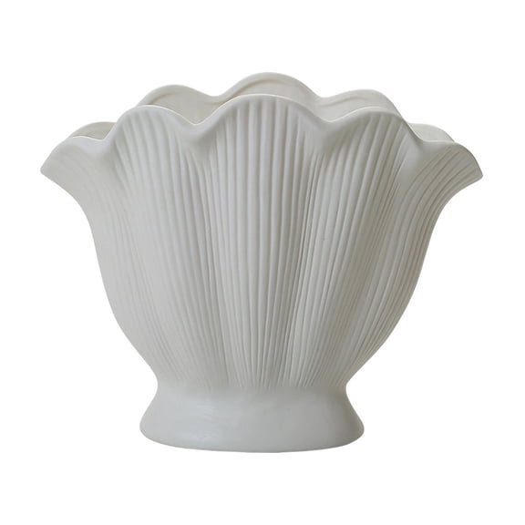 Ceramic Vase Flower Arrangement Stylish Simple Flowerpot Floral Container for Coffee Table Entrance Living Room Shelf Bedside, White