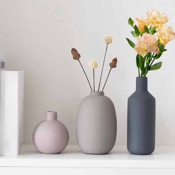 Ceramic Frosted Vase for Wedding & Home Decor, Matte Finish Vase for Flowers & Plants, Elegant Tabletop Decor