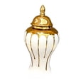 thumbnail image 1 of Ceramic Vase Ginger Jar with Lid Golden Handmade Temple Jar Fine Glaze Finish Versatile for Dining Room Tables Delicate Decorative 17x17x31cm, 1 of 9