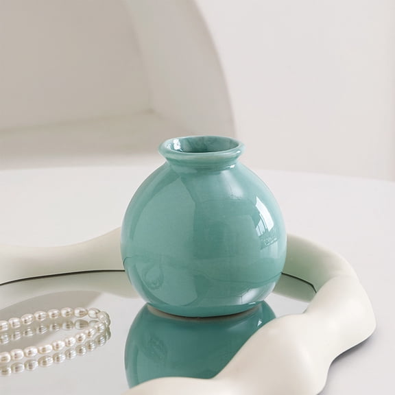 Ceramic Vase for Home Decor - Small Table Vase for Living Room, Dining Table, Entryway - Mini Pumpkin Shape Ceramic Flower Vase for Dried Flowers, Branches, or Trinkets - 2.75 inch Desk Ornament