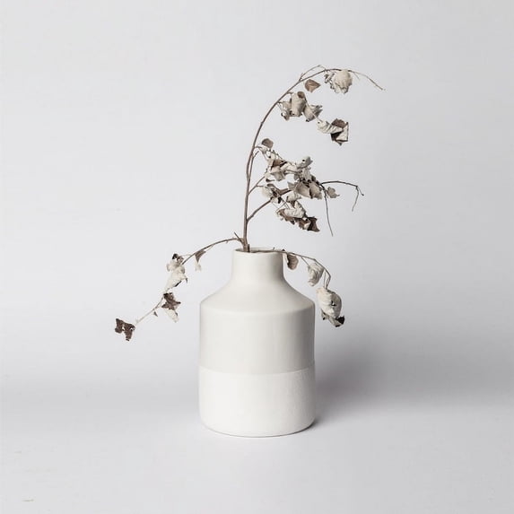 Ceramic Vase - Modern Farmhouse Decorative Vases for Home Decor Accents - Minimalist Aesthetic Flower Vases for Centerpieces, Living Room, Table, Shelf, & Office (Black & White)