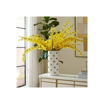 Ceramic Vase - Modern Glam Decorative Centerpiece for Home, Office, Living Room, Bedroom, or Tabletop Display - 15" White & Gold