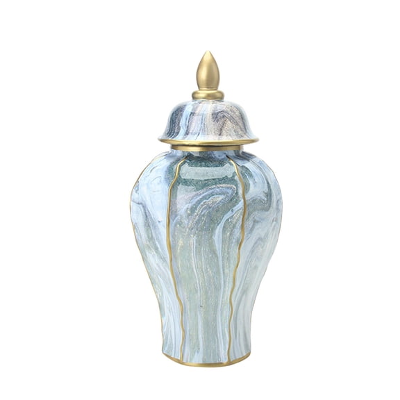 Ceramic Vase Porcelain Ginger Jar Decoration Chinese 15" with Lid Table Centerpieces Temple Jar Decorative Jar for Collection Party Home