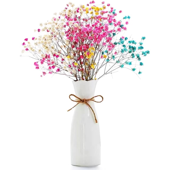 Ceramic Vase with Rope, 8.2" H, Rustic Flower Vase Classic Style for Dried Flowers Fresh Flowers, Fit for Fireplace Bedroom Kitchen Living Room Centerpieces Office Desk