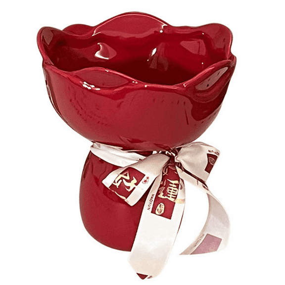 Ceramic Vase Rose Flower Shaped Vase Desk Decorati Flowers Bouquet for Home Girding Decorative Floral Vases Room,1*vase,Red