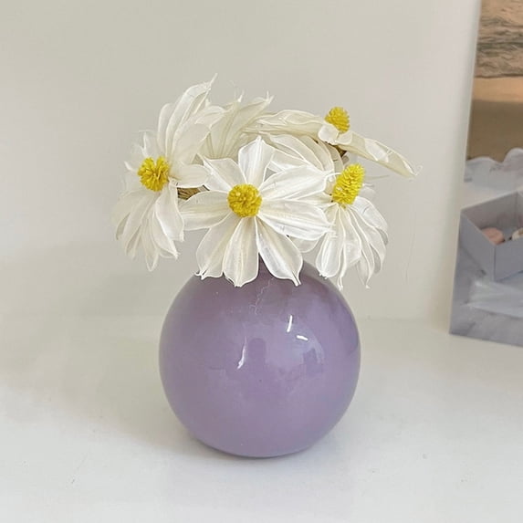 Ceramic Vase, Scandinavian Style Decorative Vase for Living Room, Desktop Dining Table Home Decor, 1-Pack(Purple)