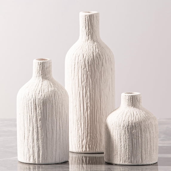 Ceramic Vase Set 09-white 3-piece Home Table Decor