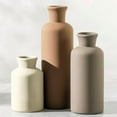 thumbnail image 1 of Ceramic Vase Set of 3, Flowers Neutral Modern Vases Home Decor Rustic Farmhouse Decor Pampas Vase for Table Mantel Entryway Shelf Living Room Kitchen Bathroom - Brown, 1 of 8