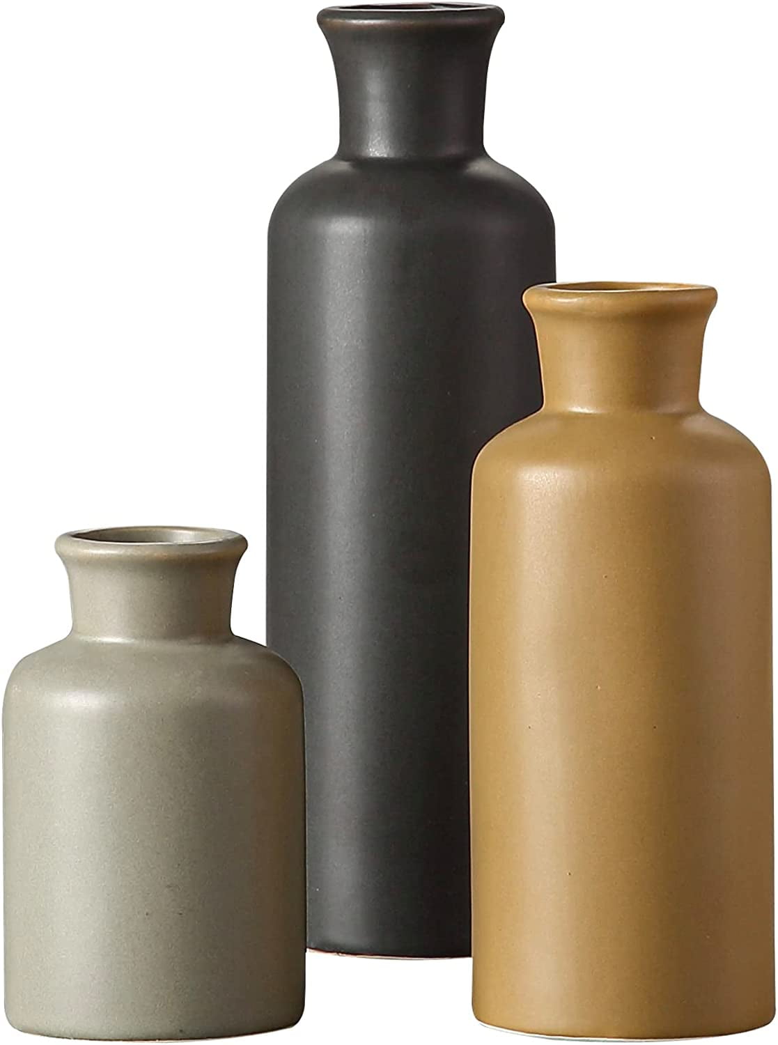 Set of 3 Multicolor Ceramic Decorative Table Vases
