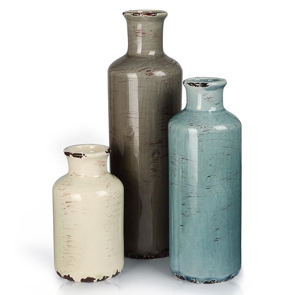 Ceramic Vase Set 3pcs-a-morandi Rustic Farmhouse Home Decor