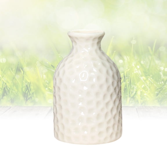 Ceramic Flower Vase White, Simple Aromatherapy Bottle Rustic Home Office Farmhouse Decor, 1pc Decorative Pottery Vase