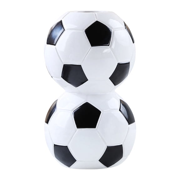 Ceramic Vase Sports Themed Vase for Dried & Plants, Decorative Pen Holder for Desk, Perfect Fan Gift & Home Decor, Soccer Vase for Office Desk Organizer, 1 Soccer Ball Vase