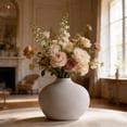 thumbnail image 1 of Ceramic Vase Tabletop Centerpiece | Small White Vase for Dried Flowers | Modern Home Decor Vessel for Living Room Shelf Office Desk, 1 of 6