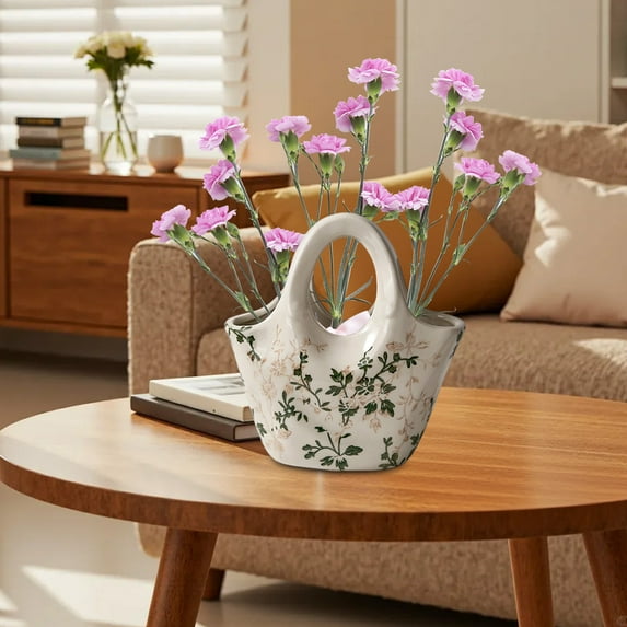 Ceramic Vase for Flower Arrangements Small Rustic Decor Crackle Glaze Pottery Centerpiece for Home Table Desk(Khaki-C)