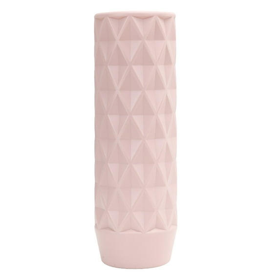 Ceramic Vase with Faux Glaze Finish, 10" Decorative Flower Pot for Living Room and Office, Modern Home Decor for Fresh and Dried Flowers ( Pink )