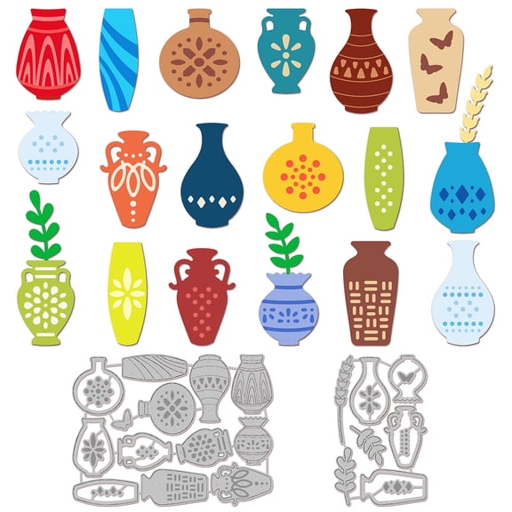 Ceramic Vases Cutting Dies for Card Making Leaves Vase Cut Die for DIY Scrapbooking Journal Embossing Paper Craft Decor