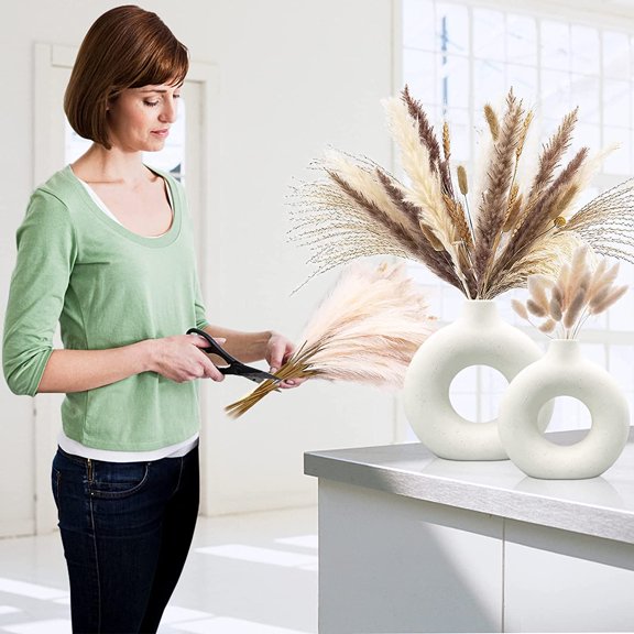 Ceramic Vases Set of 2,Modern Vases for Home Decor, White Boho Style for Living Room Kitchen Mantle Bedroom Dining Table Office Farmhouse Decorative Design