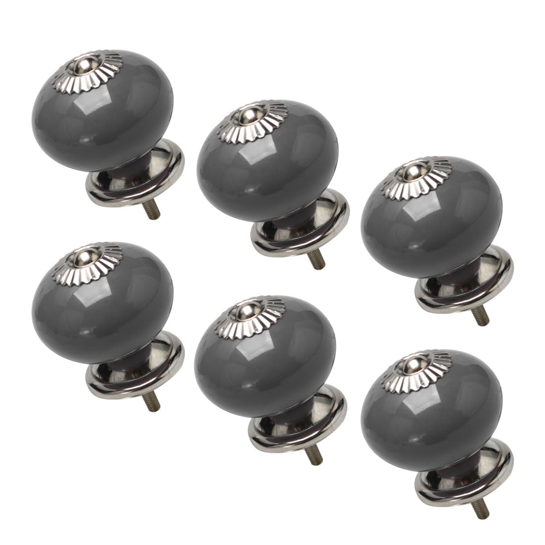 Ceramic Vintage Knobs Drawer Round Pull Handle Cupboard Cabinet Door Wardrobe Dresser Door 6pcs Grey