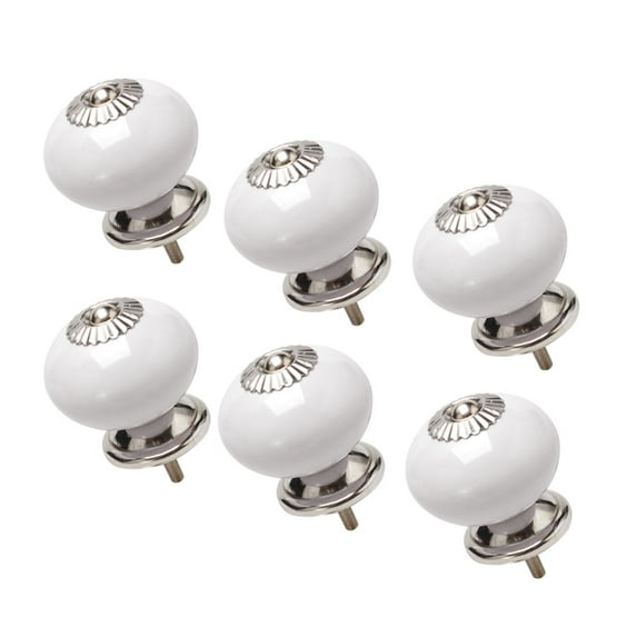 Ceramic Vintage Knobs Drawer Round Shaped Pull Handle Cupboard Wardrobe Dresser Door 6pcs White
