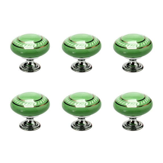 Ceramic Vintage Knobs Pull Handle Drawer Wardrobe Cabinet Cupboard Dresser 6pcs Gold Circle Green