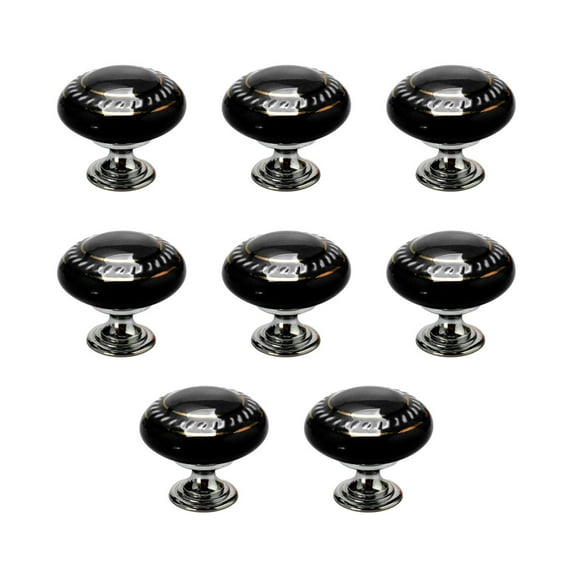 Ceramic Vintage Knobs Pull Handle Drawer Wardrobe Cabinet Cupboard Dresser 8pcs Gold Circle Black
