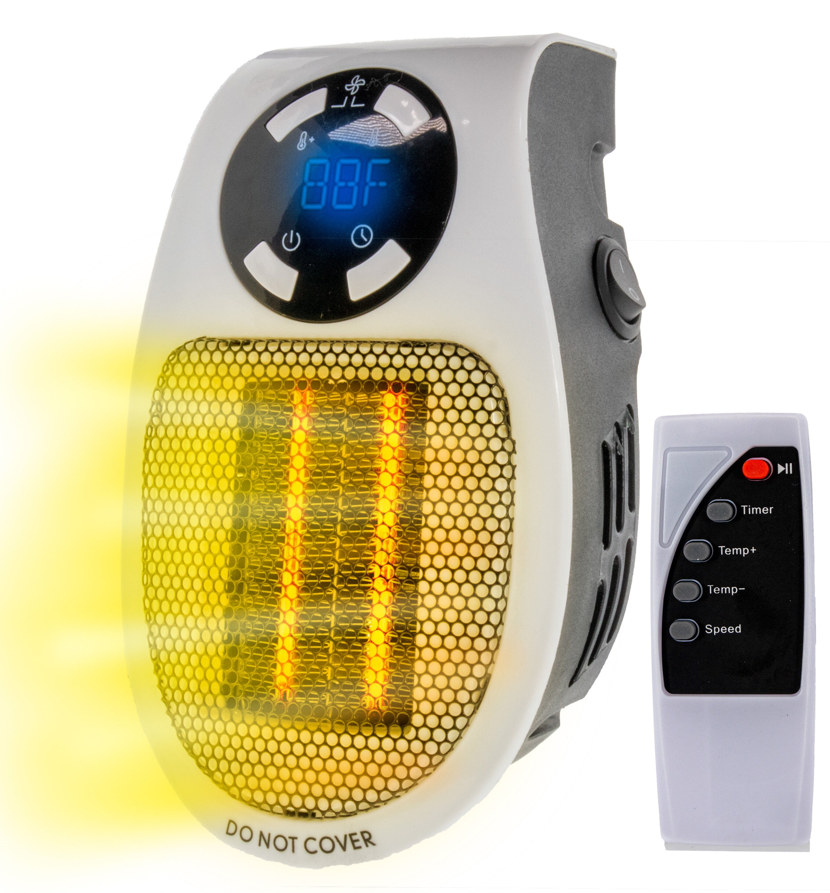 400W Plug-In Ceramic Wall Space Heater with Digital Display & Remote ...