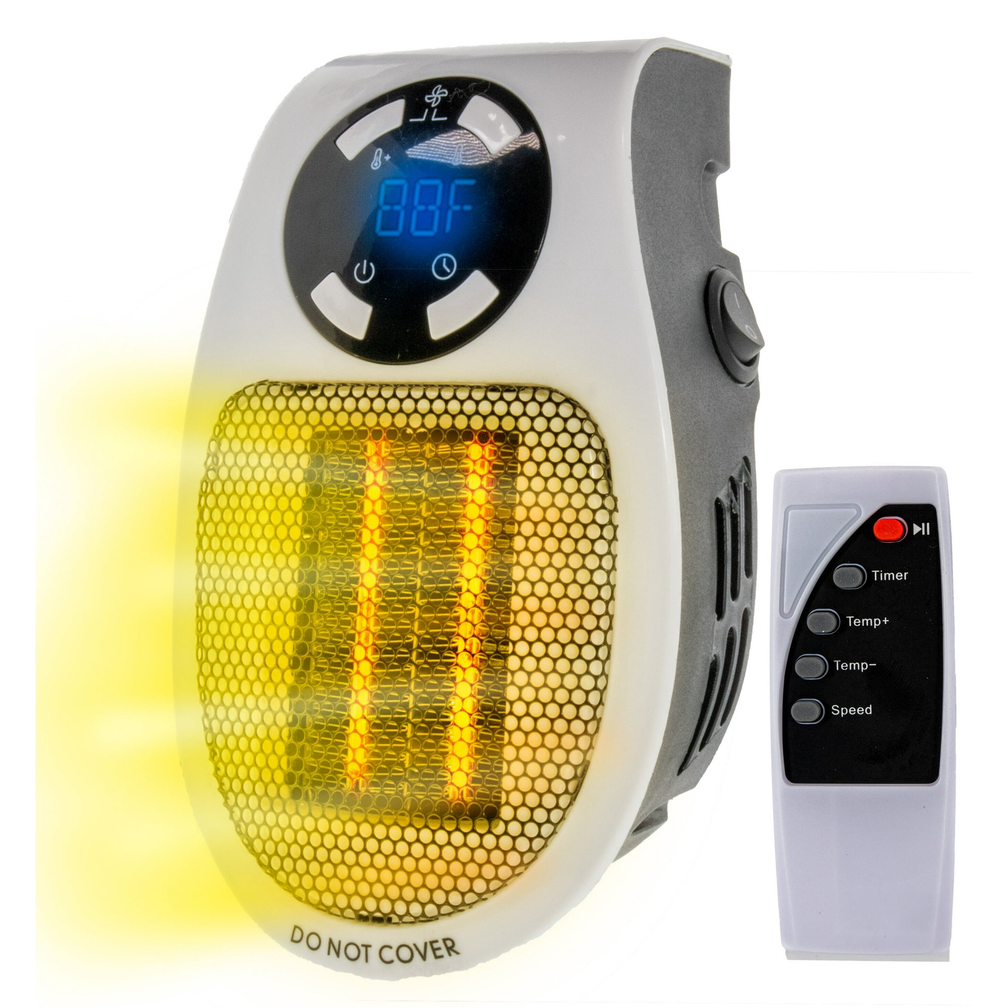 Ceramic Wall Space Heater Plug In - Handy Small Portable Plugin Wall Outlet  Socket Electric Personal Heater w/ Remote Timer, LED Display, u0026 Rotates for  Bathroom Office Home Dorm Room - 400